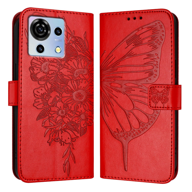 For ZTE Blade V50 Vita Embossed Butterfly Leather Phone Case