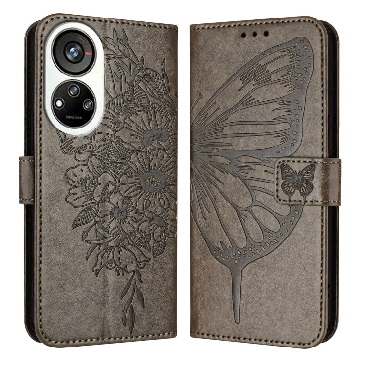 For ZTE Blade V40s Embossed Butterfly Leather Phone Case