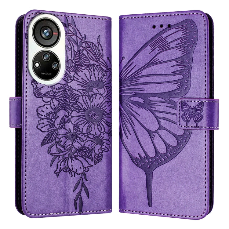 For ZTE Blade V40s Embossed Butterfly Leather Phone Case