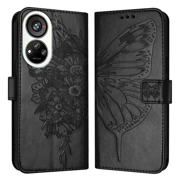For ZTE Blade V40s Embossed Butterfly Leather Phone Case