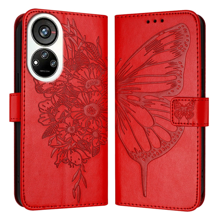 For ZTE Blade V40s Embossed Butterfly Leather Phone Case