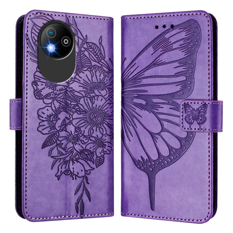 For ZTE Blade A35 Lite / A35 Core Embossed Butterfly Leather Phone Case