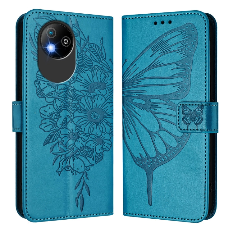 For ZTE Blade A35 Lite / A35 Core Embossed Butterfly Leather Phone Case