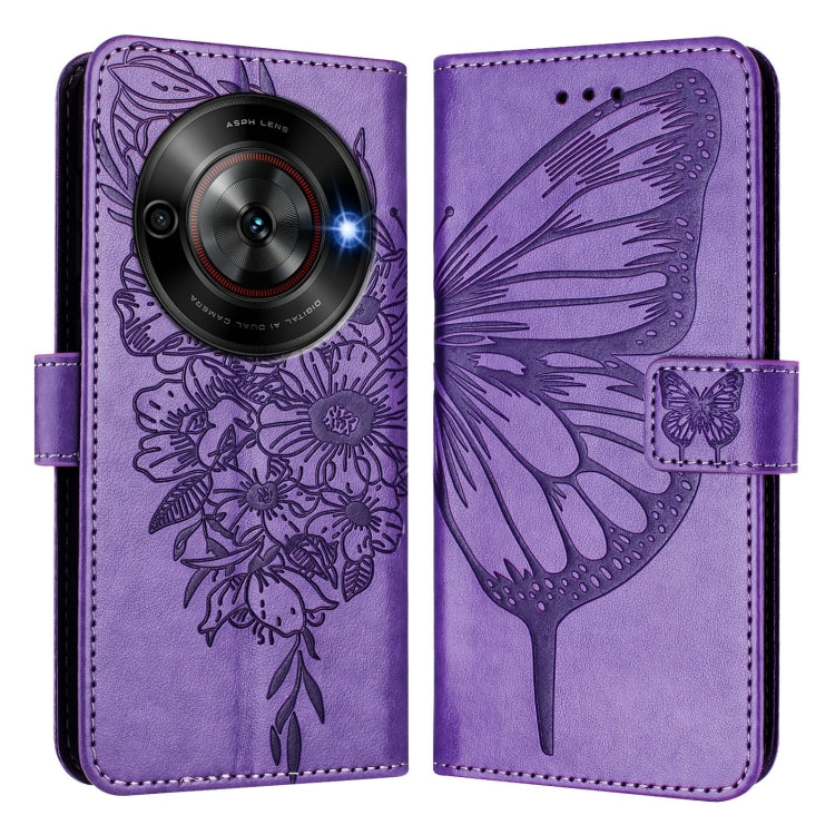 For ZTE Blade A75 5G / Nubia Focus Embossed Butterfly Leather Phone Case