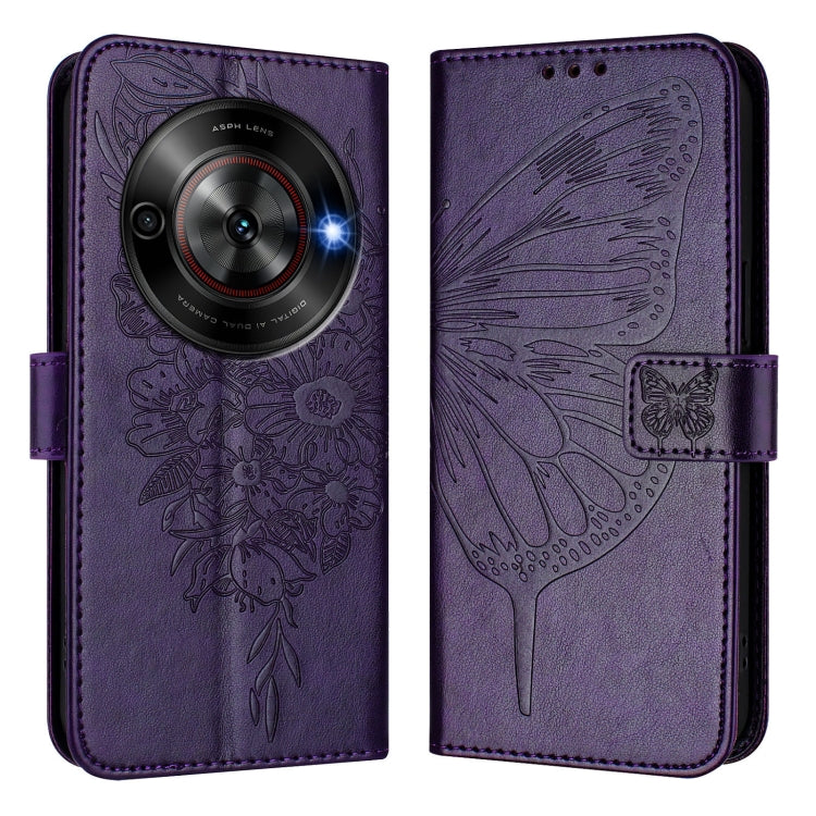 For ZTE Blade A75 5G / Nubia Focus Embossed Butterfly Leather Phone Case