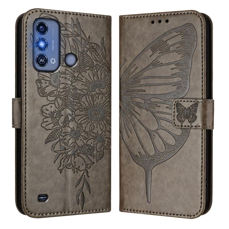 For ZTE Blade A53 Pro Embossed Butterfly Leather Phone Case