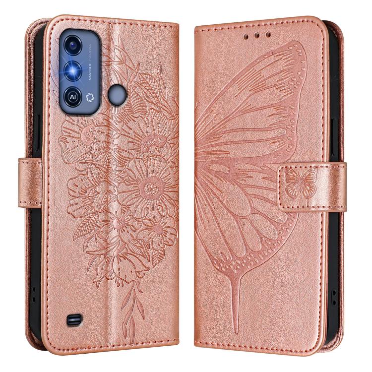 For ZTE Blade A53 Pro Embossed Butterfly Leather Phone Case