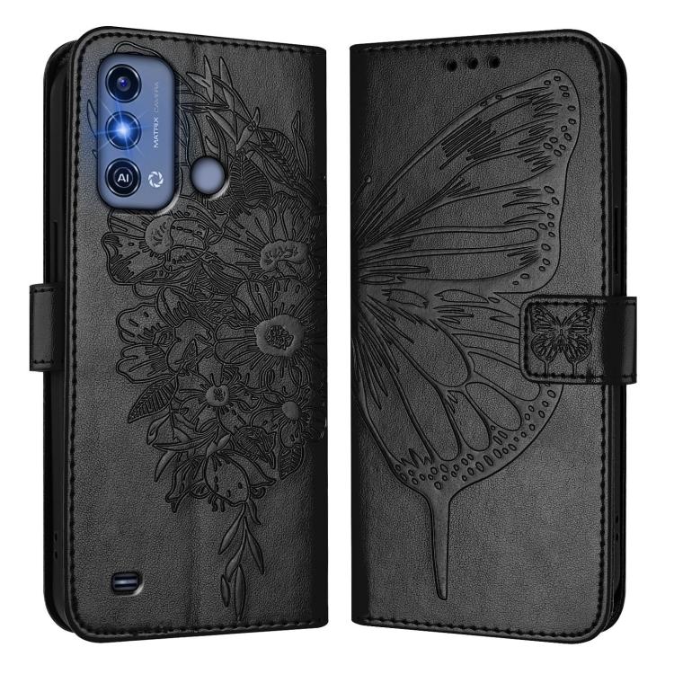 For ZTE Blade A53 Pro Embossed Butterfly Leather Phone Case