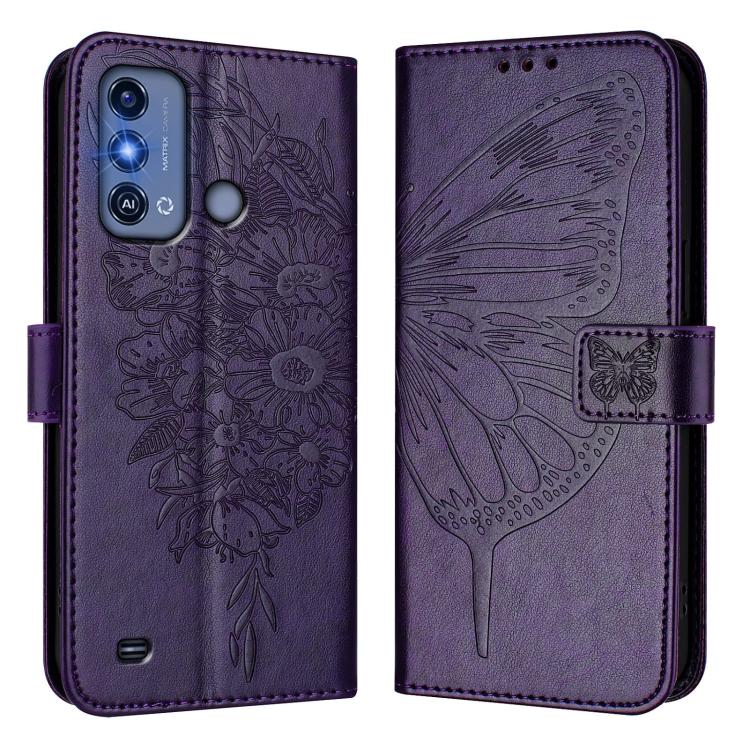 For ZTE Blade A53 Pro Embossed Butterfly Leather Phone Case