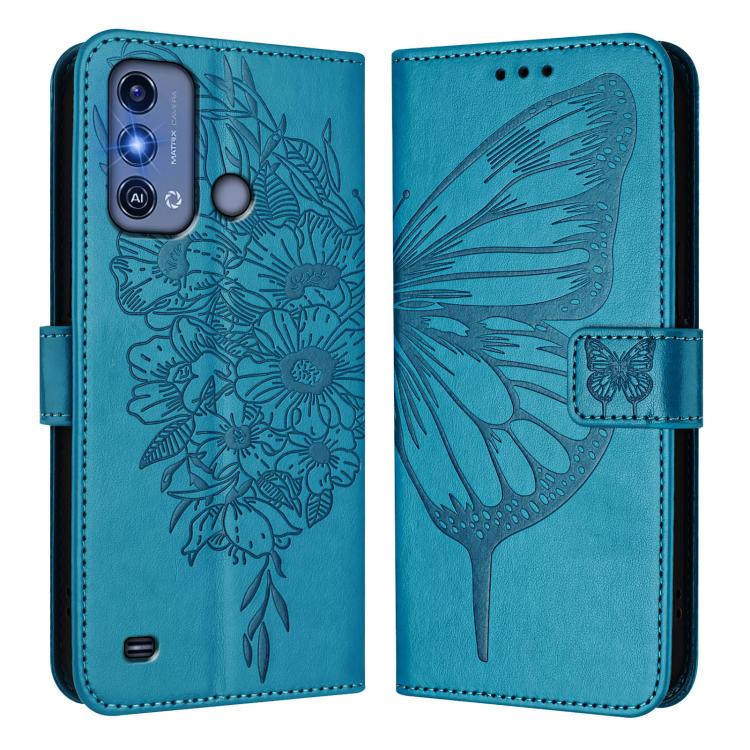 For ZTE Blade A53 Pro Embossed Butterfly Leather Phone Case