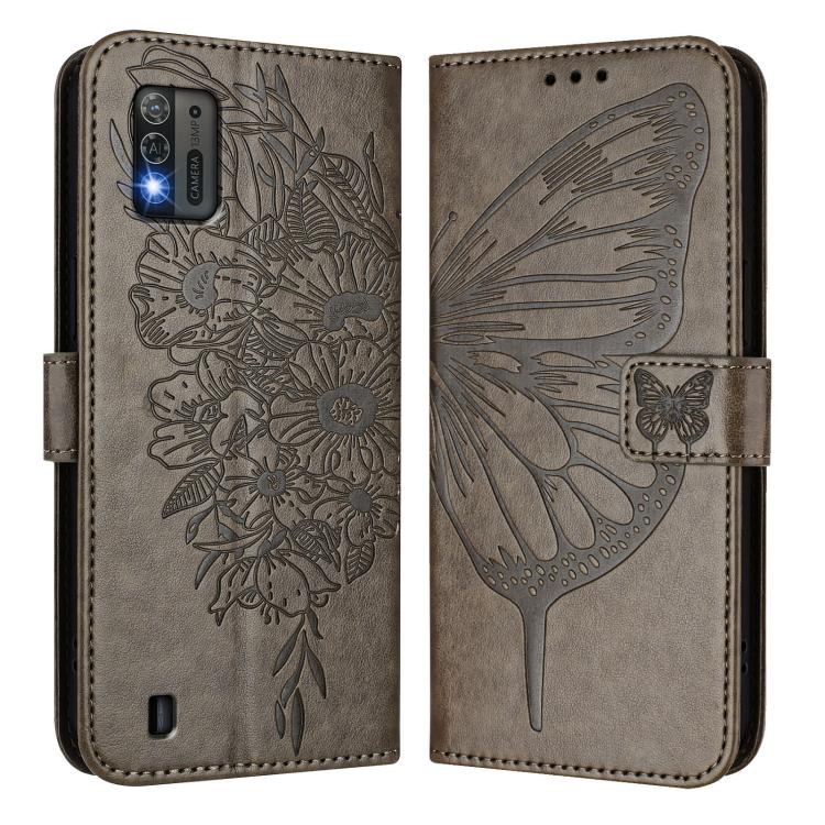 For ZTE Blade A52 Lite Embossed Butterfly Leather Phone Case