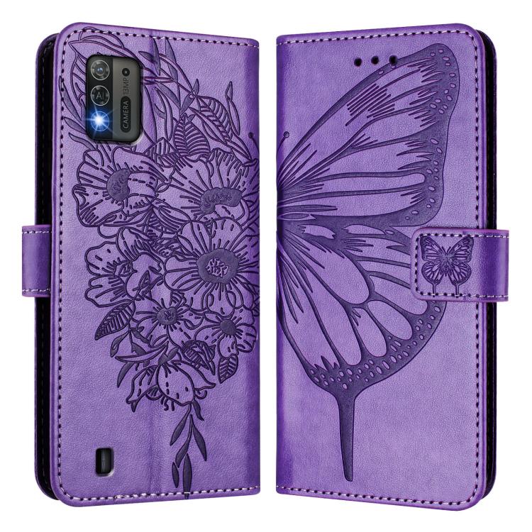 For ZTE Blade A52 Lite Embossed Butterfly Leather Phone Case