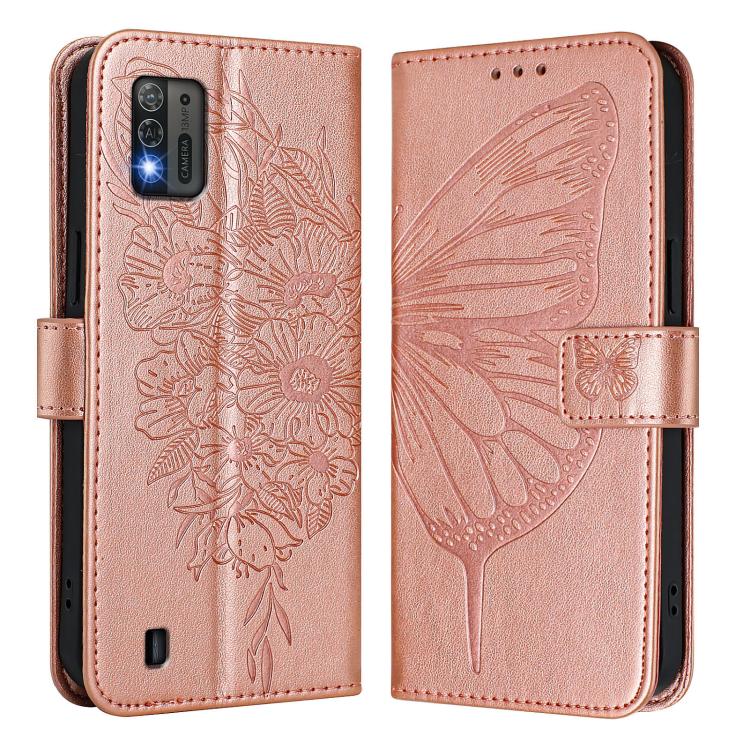 For ZTE Blade A52 Lite Embossed Butterfly Leather Phone Case