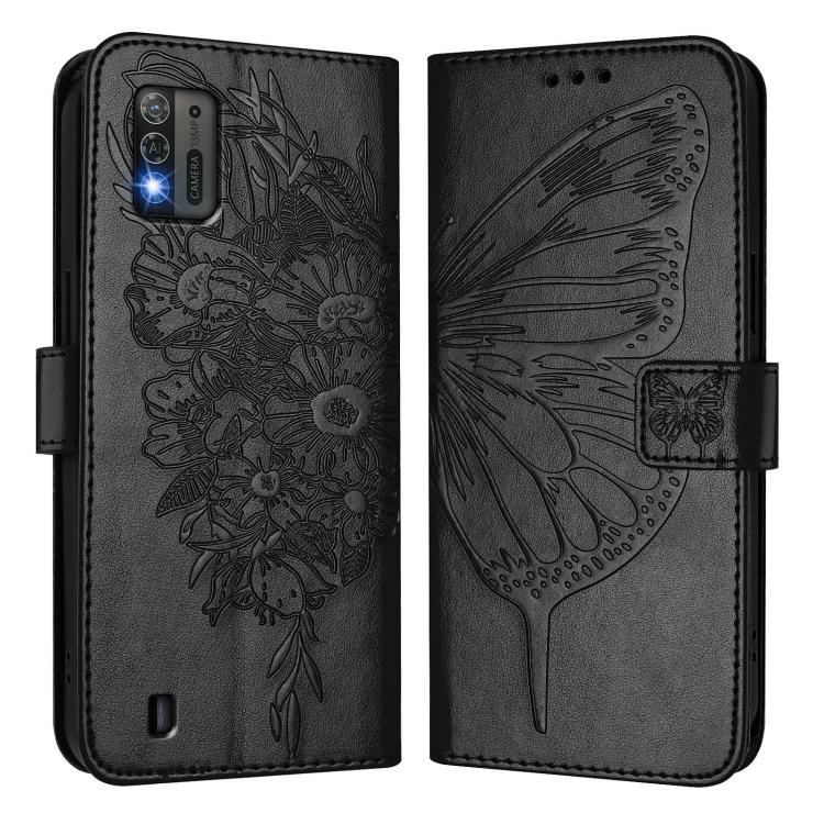 For ZTE Blade A52 Lite Embossed Butterfly Leather Phone Case