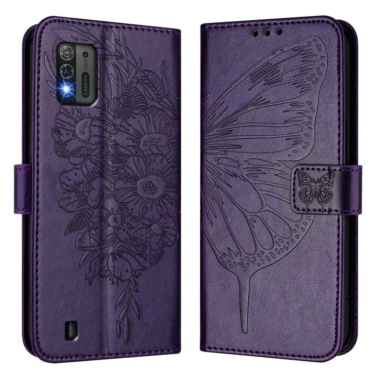 For ZTE Blade A52 Lite Embossed Butterfly Leather Phone Case