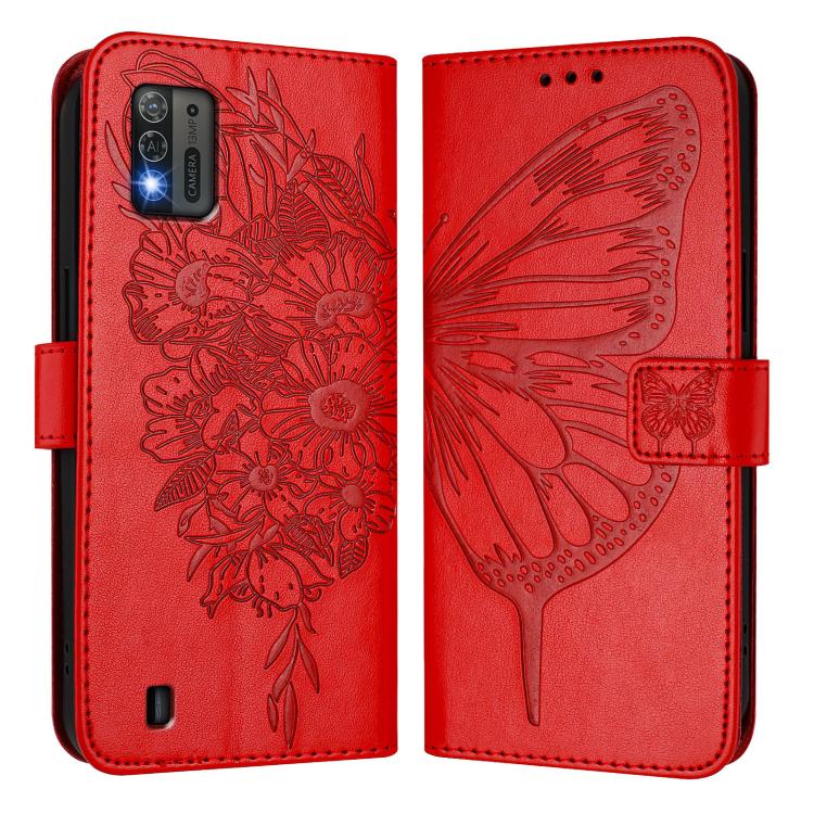For ZTE Blade A52 Lite Embossed Butterfly Leather Phone Case