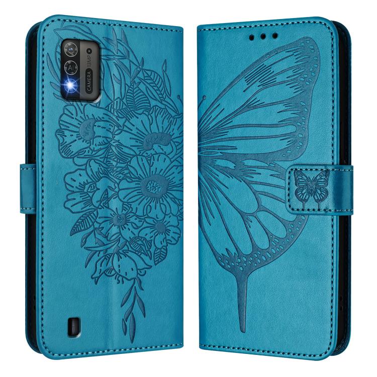 For ZTE Blade A52 Lite Embossed Butterfly Leather Phone Case