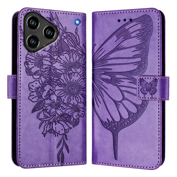 For ZTE Blade A76 4G Embossed Butterfly Leather Phone Case
