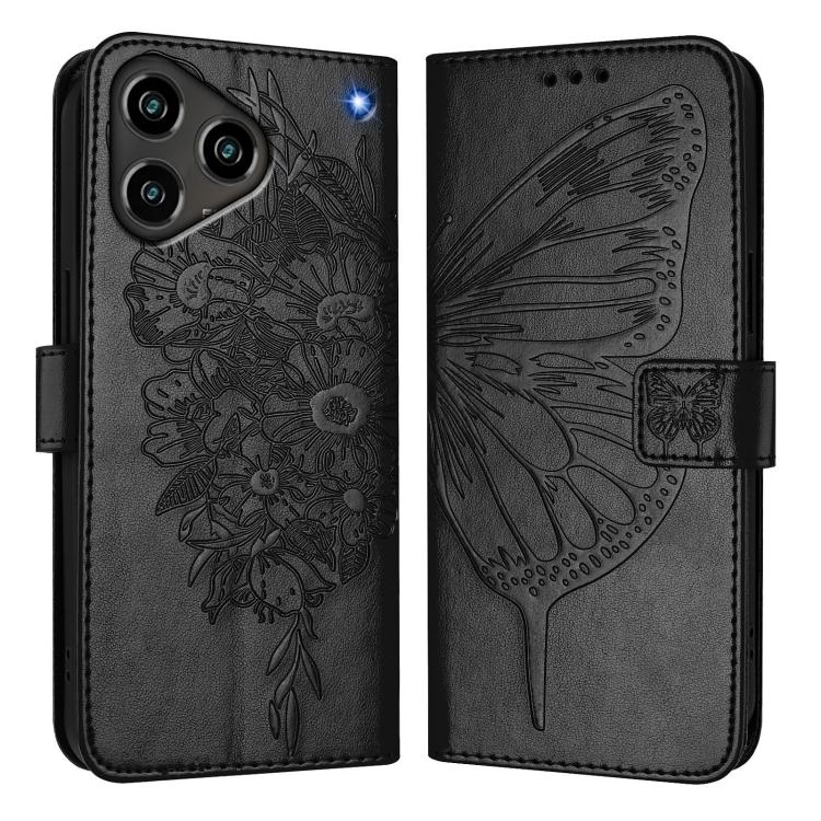 For ZTE Blade A76 4G Embossed Butterfly Leather Phone Case