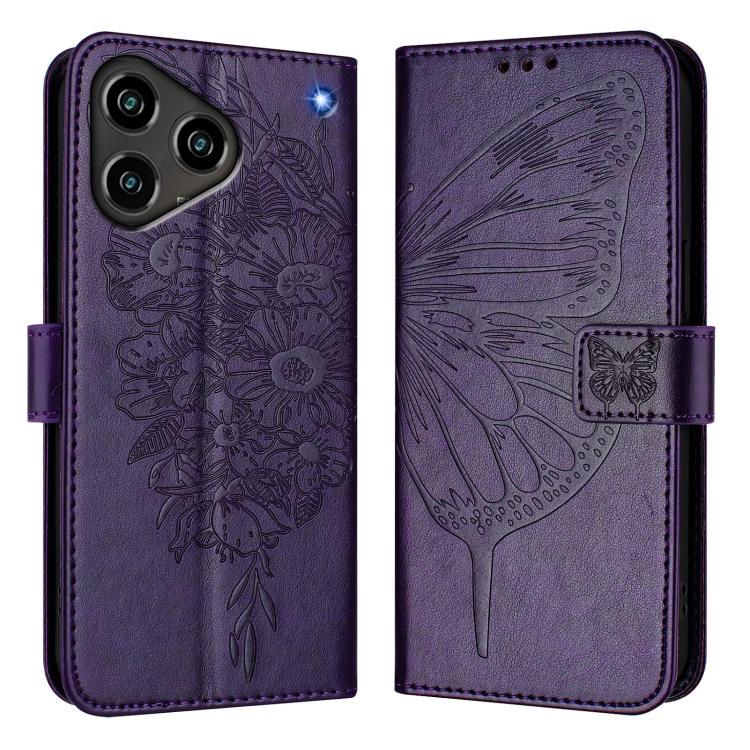 For ZTE Blade A76 4G Embossed Butterfly Leather Phone Case