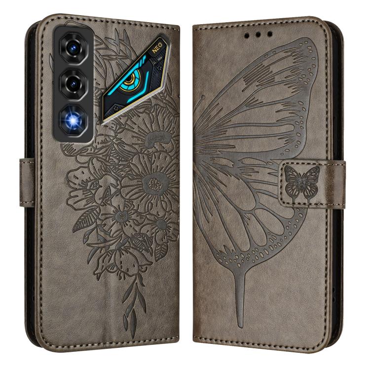 For ZTE nubia Neo 5 5G Embossed Butterfly Leather Phone Case