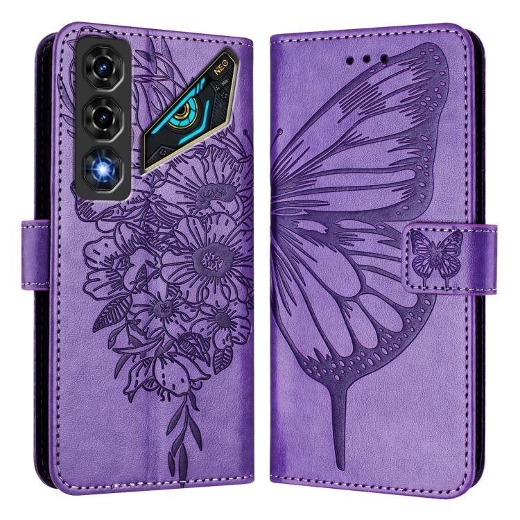 For ZTE nubia Neo 5 5G Embossed Butterfly Leather Phone Case