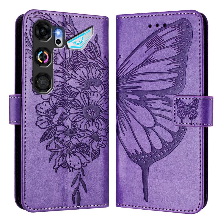 For ZTE nubia Neo 5 GT 5G Embossed Butterfly Leather Phone Case