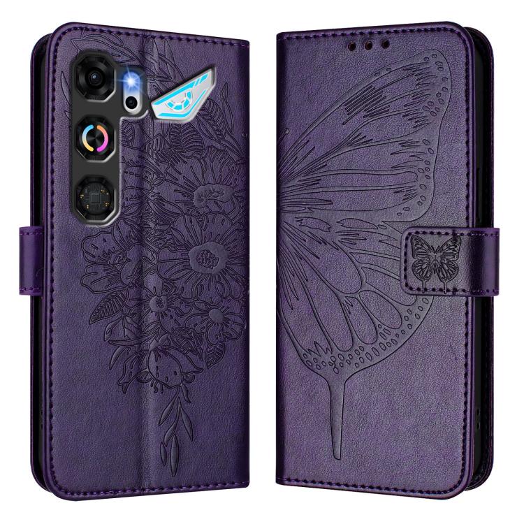 For ZTE nubia Neo 5 GT 5G Embossed Butterfly Leather Phone Case