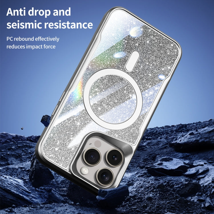 For iPhone 15 Blade MagSafe Magnetic Gradient Glitter PC Phone Case