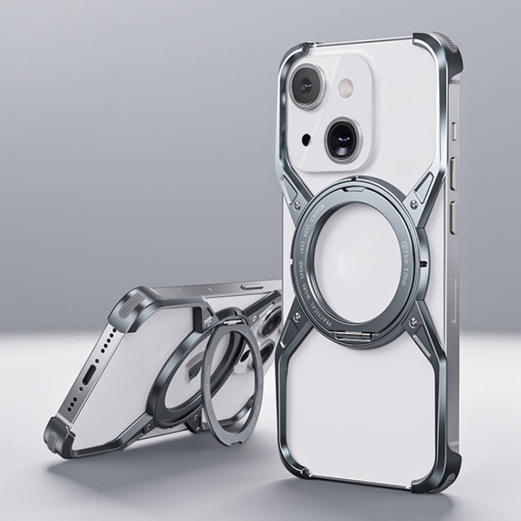 For iPhone 13 / 14 / 15 Aluminum Alloy Frameless 360-Degree Rotating Phone Case
