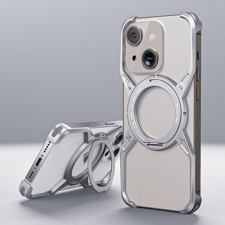 For iPhone 13 / 14 / 15 Aluminum Alloy Frameless 360-Degree Rotating Phone Case