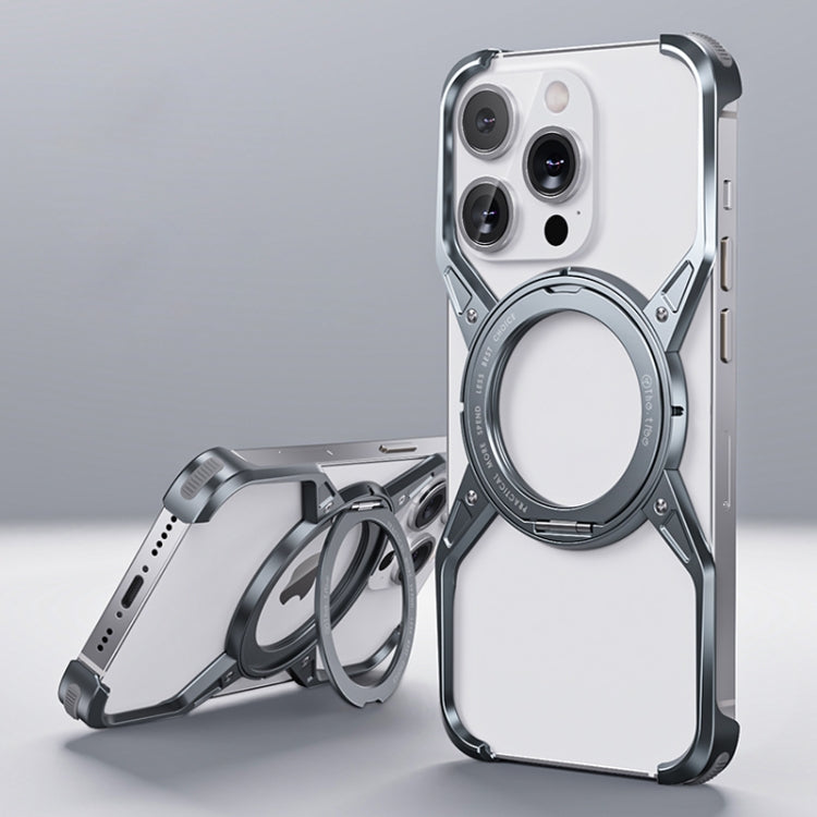 For iPhone 15 Pro Max Aluminum Alloy Frameless 360-Degree Rotating Phone Case