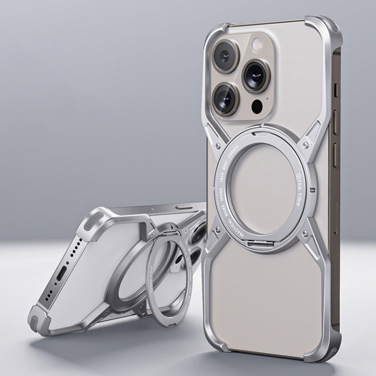 For iPhone 16 Pro Aluminum Alloy Frameless 360-Degree Rotating Phone Case