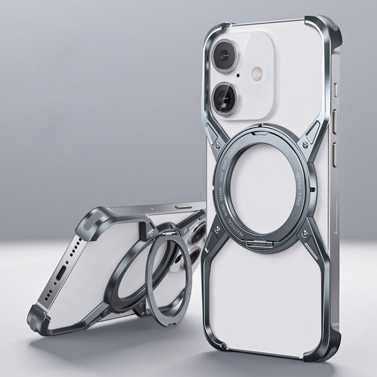 For iPhone 16 Aluminum Alloy Frameless 360-Degree Rotating Phone Case