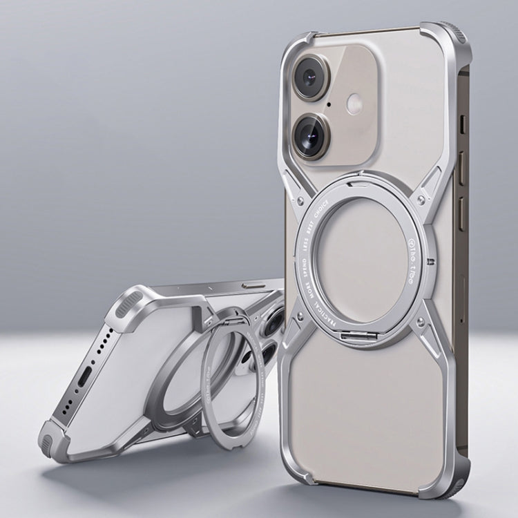 For iPhone 16 Aluminum Alloy Frameless 360-Degree Rotating Phone Case