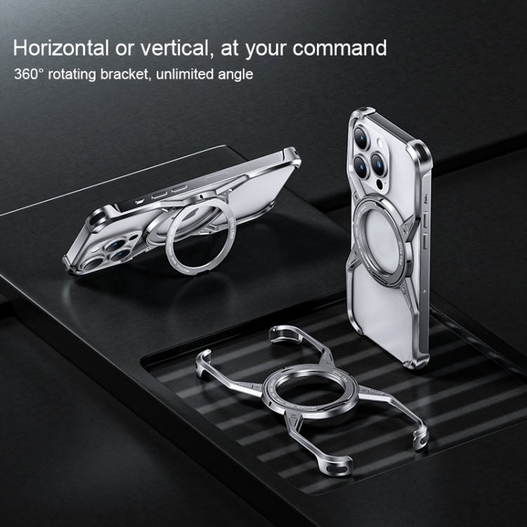 For iPhone 13 / 14 / 15 Aluminum Alloy Frameless 360-Degree Rotating Phone Case
