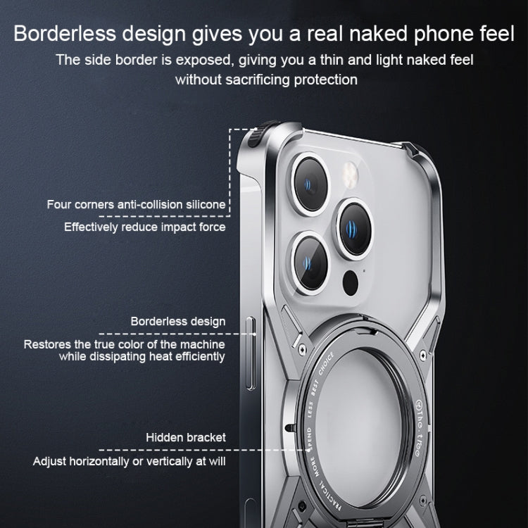 For iPhone 13 / 14 / 15 Aluminum Alloy Frameless 360-Degree Rotating Phone Case