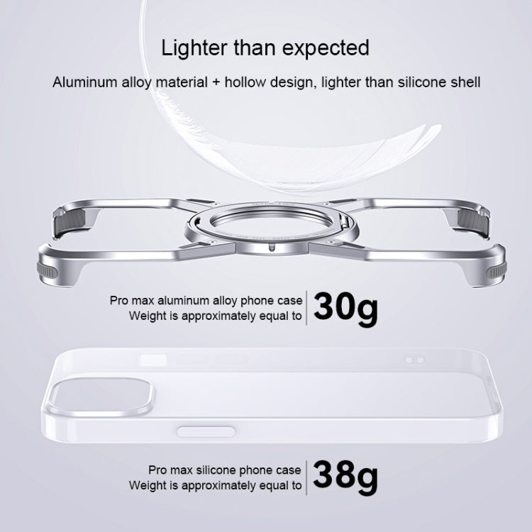For iPhone 13 / 14 / 15 Aluminum Alloy Frameless 360-Degree Rotating Phone Case