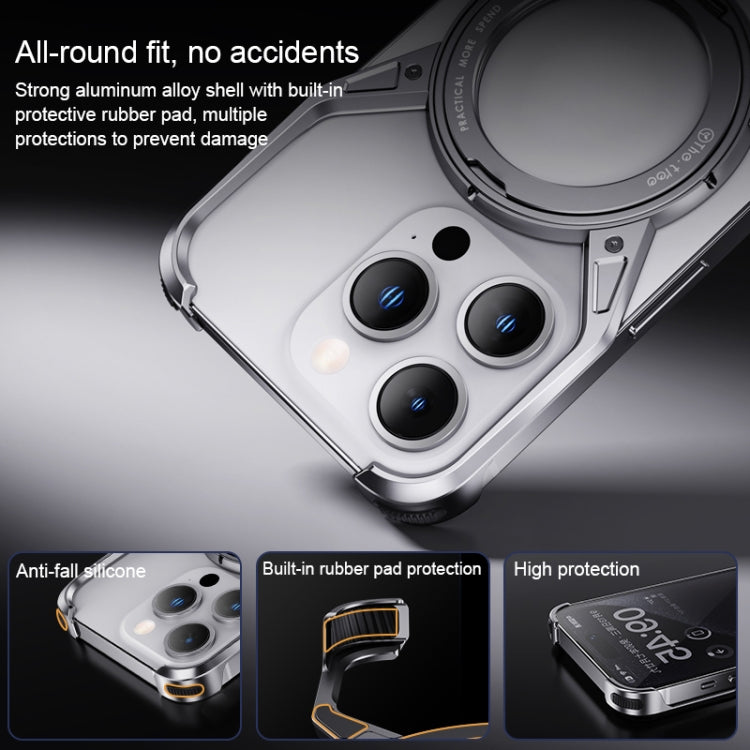 For iPhone 13 / 14 / 15 Aluminum Alloy Frameless 360-Degree Rotating Phone Case