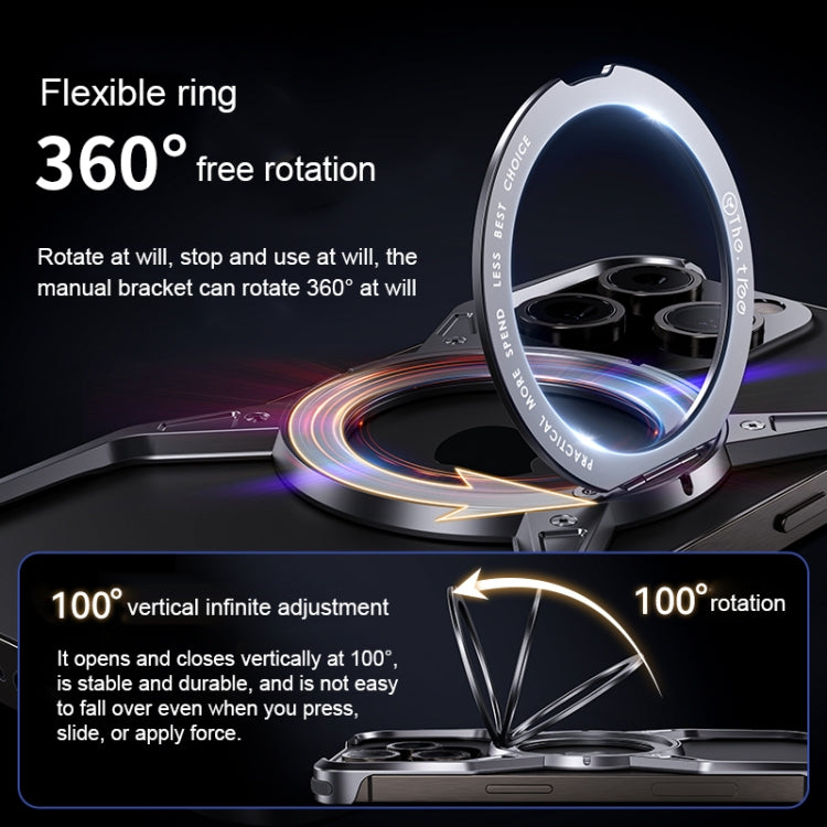 For iPhone 13 / 14 / 15 Aluminum Alloy Frameless 360-Degree Rotating Phone Case