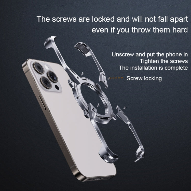 For iPhone 13 / 14 / 15 Aluminum Alloy Frameless 360-Degree Rotating Phone Case
