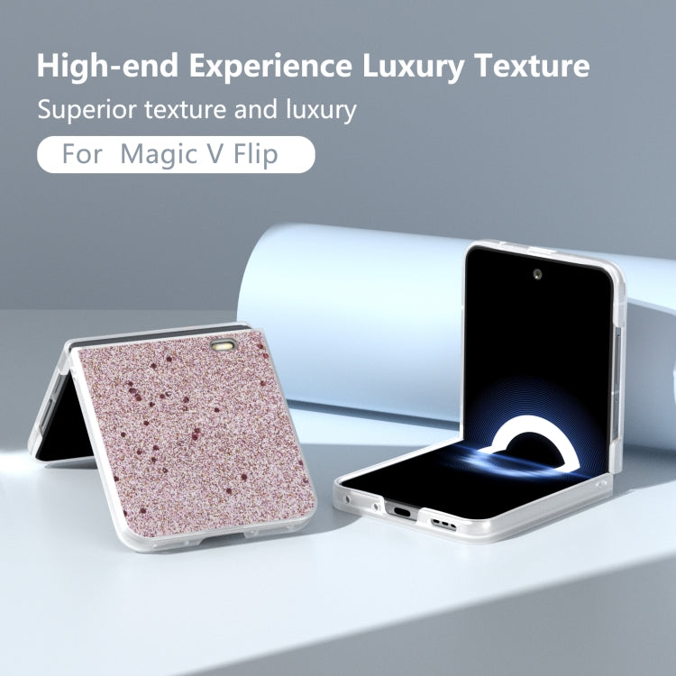 For Honor Magic V Flip PC Frosted Transparent Gradient Glitter Powder Phone Case