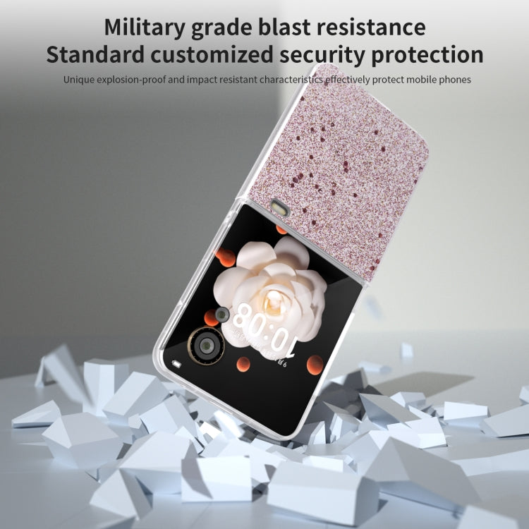 For Honor Magic V Flip PC Frosted Transparent Gradient Glitter Powder Phone Case