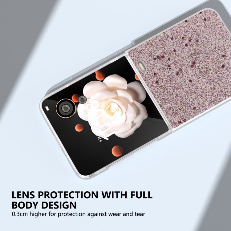 For Honor Magic V Flip PC Frosted Transparent Gradient Glitter Powder Phone Case