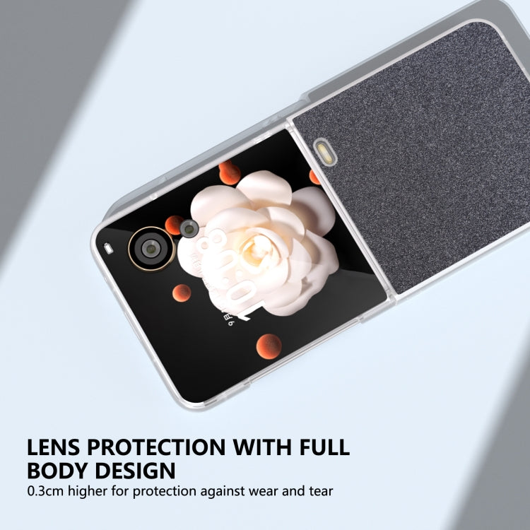 For Honor Magic V Flip PC Frosted Transparent Gradient Glitter Powder Phone Case