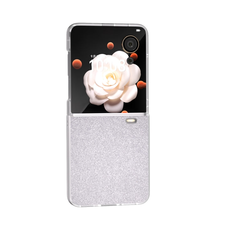 For Honor Magic V Flip PC Frosted Transparent Gradient Glitter Powder Phone Case