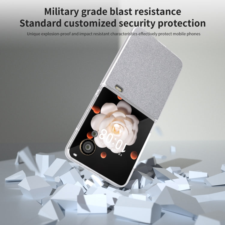 For Honor Magic V Flip PC Frosted Transparent Gradient Glitter Powder Phone Case