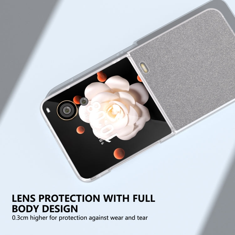 For Honor Magic V Flip PC Frosted Transparent Gradient Glitter Powder Phone Case