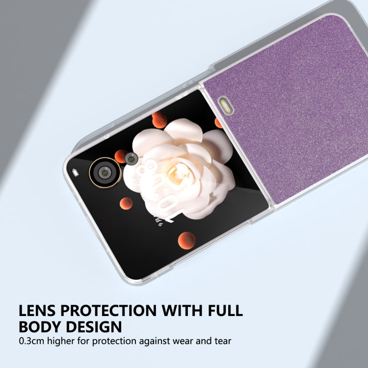 For Honor Magic V Flip PC Frosted Transparent Gradient Glitter Powder Phone Case