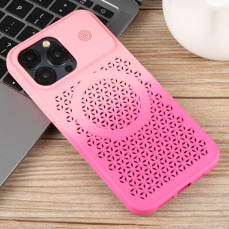 For iPhone 15 Pro Gradient Color Honeycomb Aromatherapy MagSafe Phone Case